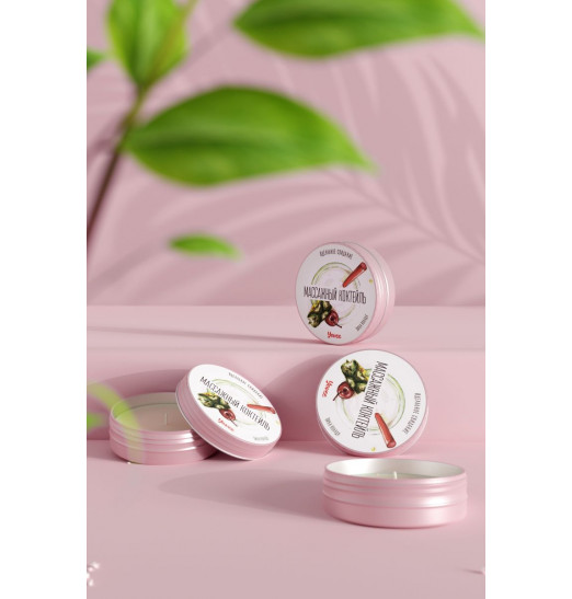 Массажная свеча «Массажный коктейль» с ароматом пина колады - 30 мл.