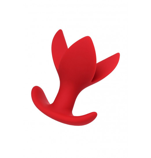 Красная силиконовая расширяющая анальная пробка Flower - 9 см.