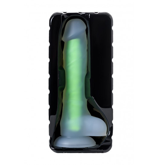 Прозрачно-зеленый фаллоимитатор, светящийся в темноте, Clark Glow - 22 см.