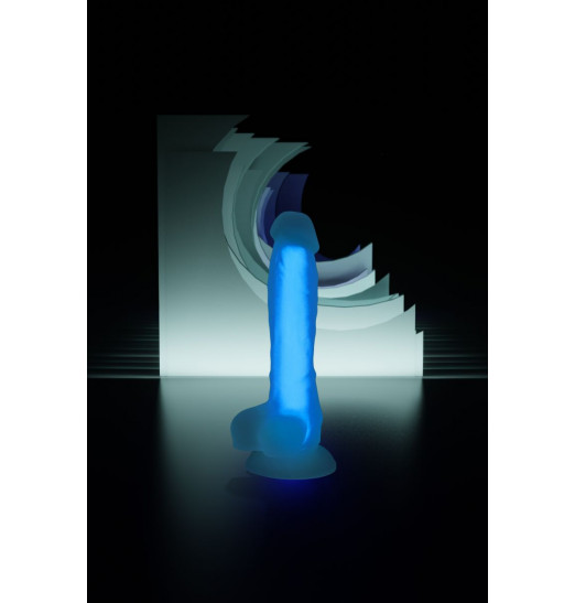 Прозрачно-синий фаллоимитатор, светящийся в темноте, Bruce Glow - 22 см. Прозрачно-синий фаллоимитатор, светящийся в темноте, Bruce Glow - 22 см.