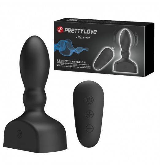 Черный анальный вибростимулятор Harriet с функцией расширения - 11,8 см.