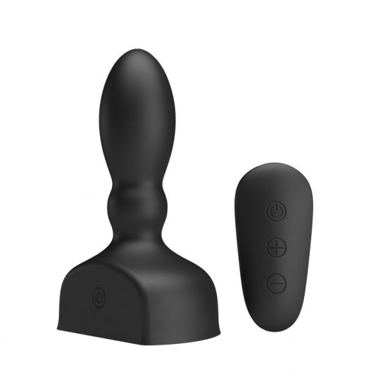 Черный анальный вибростимулятор Harriet с функцией расширения - 11,8 см.
