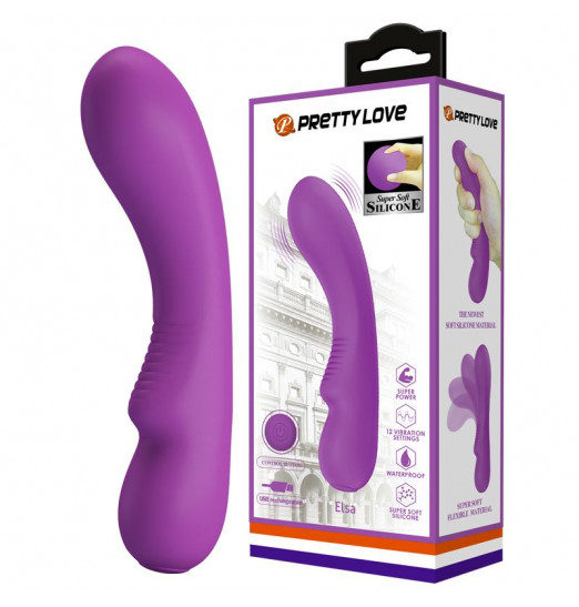 Фиолетовый силиконовый вибратор Elsa - 19 см.