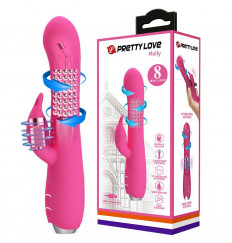 Розовый вибратор Molly с вращающимися бусинами - 20,5 см.