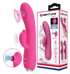 Розовый вибратор Regina с пульсирующей головкой - 19,8 см.