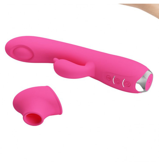 Розовый вибратор Regina с пульсирующей головкой - 19,8 см.