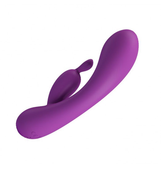 Фиолетовый вибратор Grace с клиторальным отростком - 16,5 см.