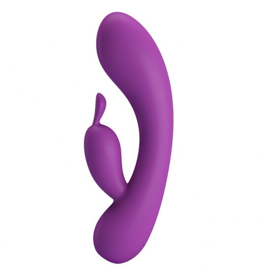 Фиолетовый вибратор Grace с клиторальным отростком - 16,5 см.