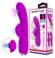 Лиловый вибратор Regina с пульсирующей головкой - 19,8 см.