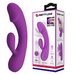 Фиолетовый вибратор Doreen с клиторальным отростком - 17,5 см.