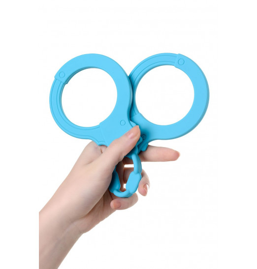 Голубые силиконовые наручники A-Toys без ключа