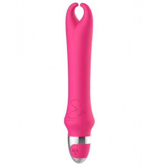Розовый вибратор с рожками Pedicel - 17,8 см.