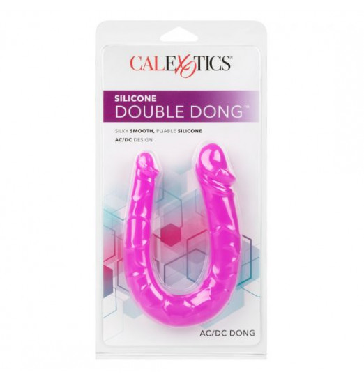 Розовый двусторонний фаллоимитатор Silicone Double Dong AC/DC - 30,5 см.