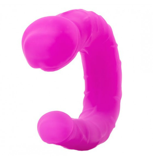 Розовый двусторонний фаллоимитатор Silicone Double Dong AC/DC - 30,5 см.