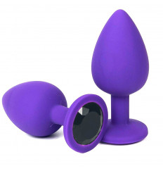Фиолетовая анальная пробка с черным стразом - 9,2 см. Фиолетовая анальная пробка с черным стразом - 9,2 см.