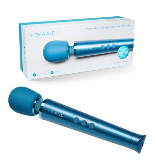 Синий жезловый мини-вибратор Le Wand c 6 режимами вибрации