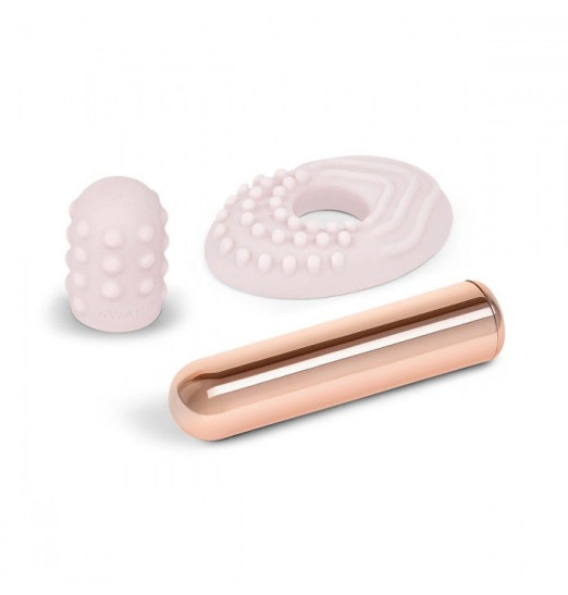 Пудровая вибропулька Le Wand Bullet с 2 нежными насадками