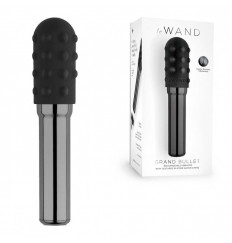 Чёрный жезловый вибратор Le Wand Grand Bullet с двумя нежными насадками