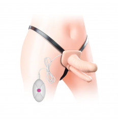 Телесный полый вибрострапон с двумя отростками - 17,8 см.