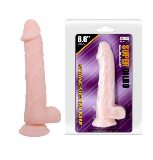 Телесный фаллоимитатор на присоске Super Dildo - 22 см. Телесный фаллоимитатор на присоске Super Dildo - 22 см.