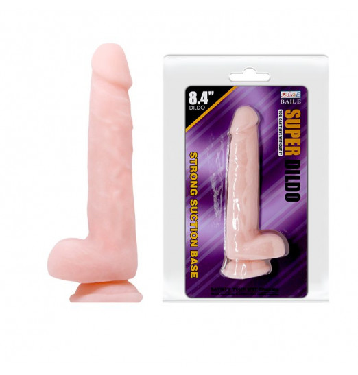 Телесный фаллоимитатор на присоске Super Dildo - 21,5 см.