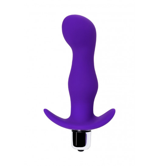 Фиолетовая изогнутая анальная вибропробка - 12,9 см. Фиолетовая изогнутая анальная вибропробка - 12,9 см.