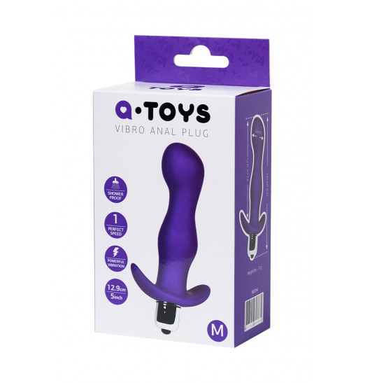 Фиолетовая изогнутая анальная вибропробка - 12,9 см. Фиолетовая изогнутая анальная вибропробка - 12,9 см.