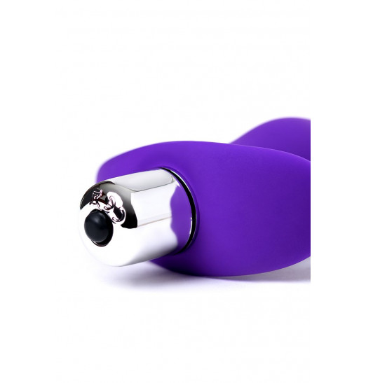 Фиолетовая изогнутая анальная вибропробка - 12,9 см. Фиолетовая изогнутая анальная вибропробка - 12,9 см.