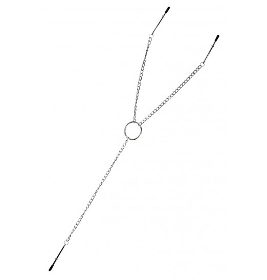 Серебристые зажимы для сосков и клитора на цепочке