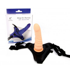 Телесный поясной страпон Strap On Harness with Silicon Dildo - 14 см.