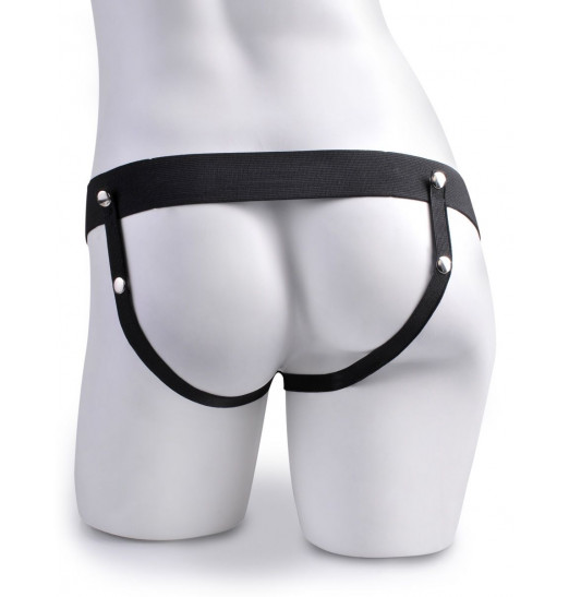 Телесный полый страпон с имитацией эякуляции 7.5  Hollow Squirting Strap-On with Balls - 21,6 см.