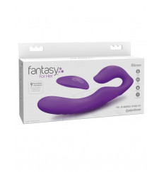 Фиолетовый безремневой вибрострапон с пультом Ultimate Strapless Strap-On - 22,22 см.