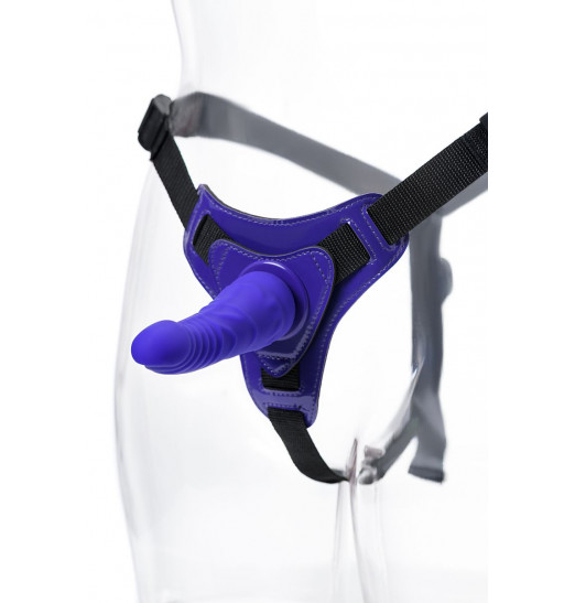 Фиолетовый силиконовый страпон - 14,5 см. Фиолетовый силиконовый страпон - 14,5 см.