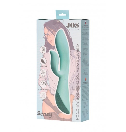 Мятный вибратор Sensy с функцией реакции на касание - 20 см.