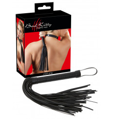 Черный многохвостовый хлыст с петлей - 38 см.