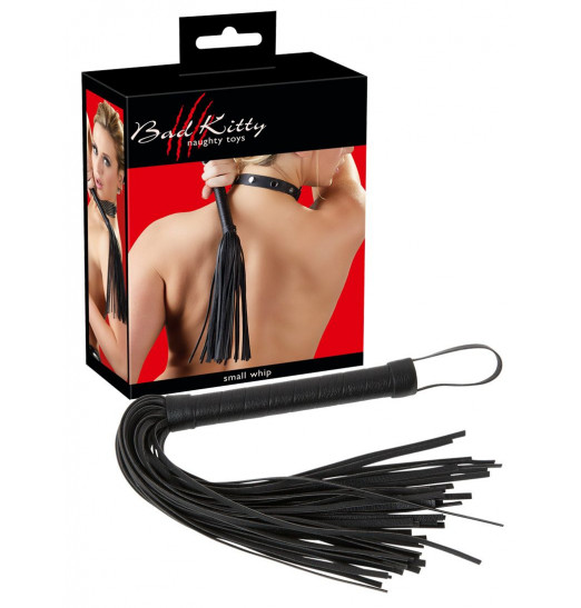 Черный многохвостовый хлыст с петлей - 38 см.