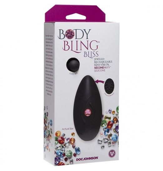 Черная рельефная вкладка в трусики Body Bling Bliss Rechargeable Mini-Vibe Черная рельефная вкладка в трусики Body Bling Bliss Rechargeable Mini-Vibe