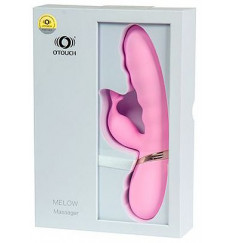 Розовый вибратор с клиторальным отростком MELOW - 19,8 см.