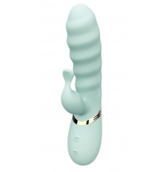 Мятный вибратор с клиторальным отростком MELOW - 19,8 см.