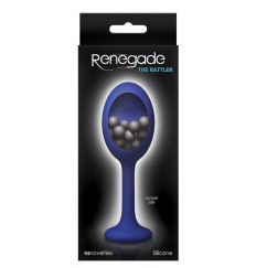 Синяя анальная пробка с шариками внутри Rattler - 12,7 см.