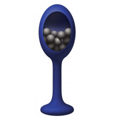 Синяя анальная пробка с шариками внутри Rattler - 12,7 см.