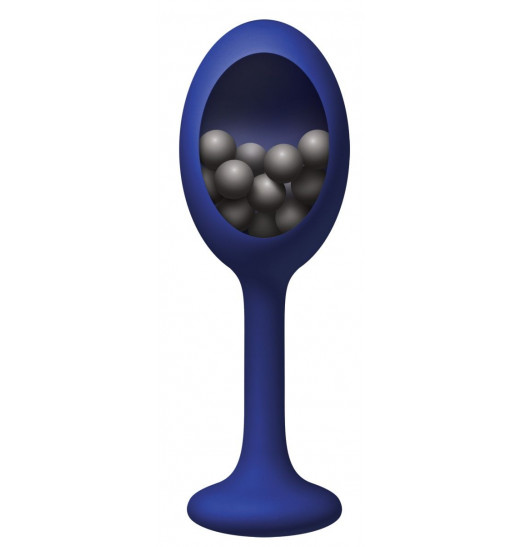 Синяя анальная пробка с шариками внутри Rattler - 12,7 см.