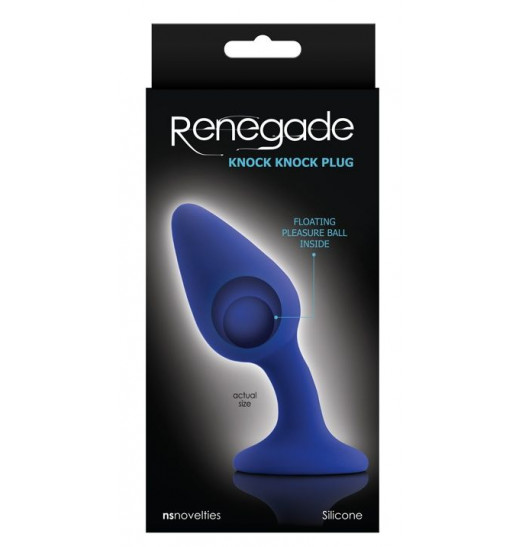 Синий изогнутый анальный плаг Knock Knock Plug - 12 см.