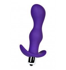 Фиолетовая изогнутая анальная вибропробка - 14 см.