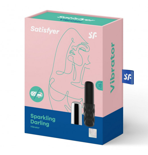 Чёрно-серебристая вибропуля Satisfyer Sparkling Darling