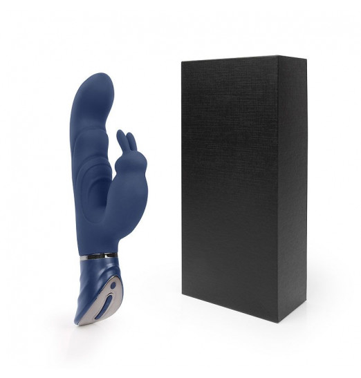 Темно-синий вибромассажер-кролик с 9 режимами вибрации - 24 см. Темно-синий вибромассажер-кролик с 9 режимами вибрации - 24 см.