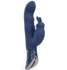 Темно-синий вибромассажер-кролик с 9 режимами вибрации - 24 см.