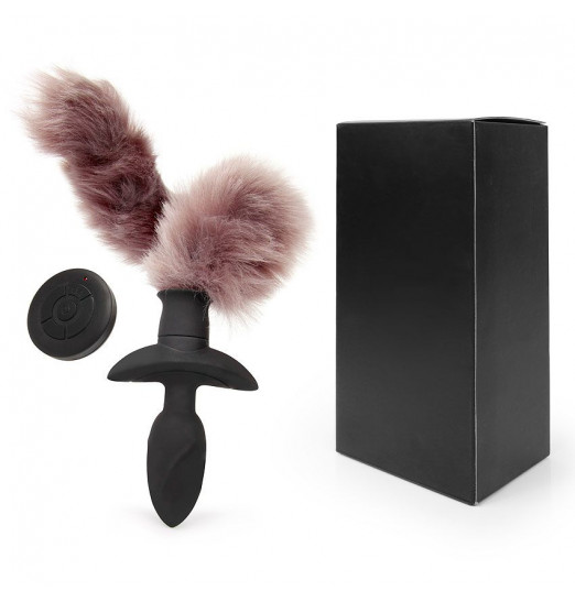 Черная анальная вибровтулка с 3 режимами виляния хвостиком Черная анальная вибровтулка с 3 режимами виляния хвостиком