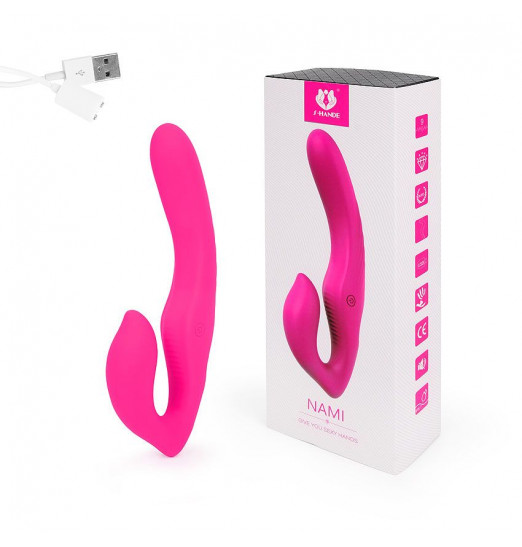 Ярко-розовый безремневой страпон NAMI