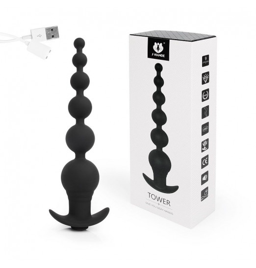 Черная анальная виброелочка TOWER - 20,7 см.